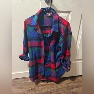 Cabin plaid boyfriend tunic flannel shirt